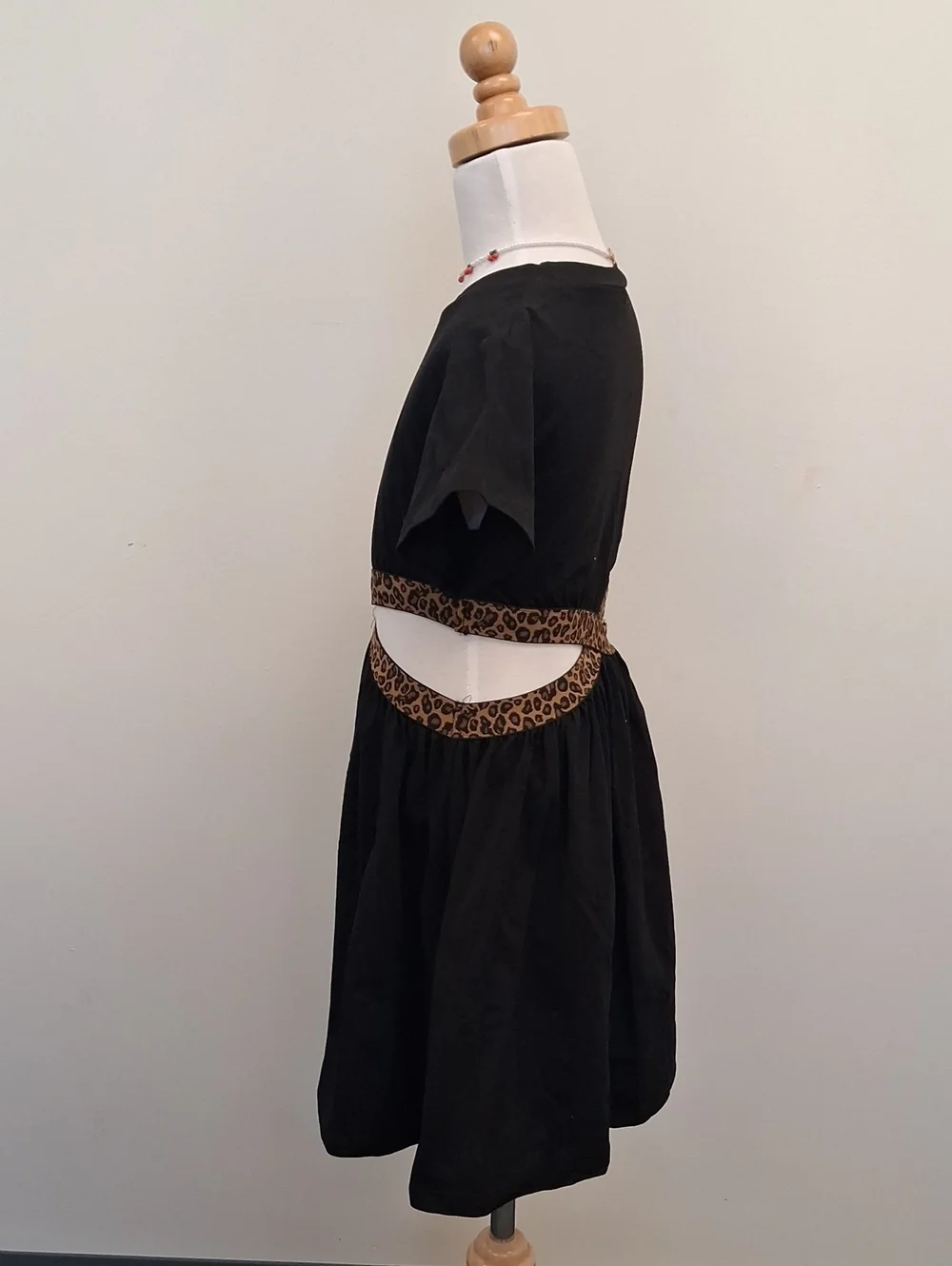 Girls Black Leopard Cutout Dress Size 6X
